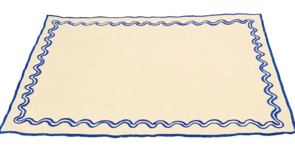 Set of 2 placemats ecru blue