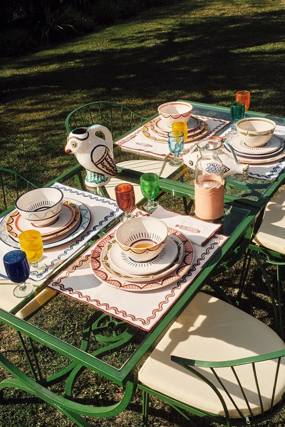 Set of 2 placemats ecru maroon